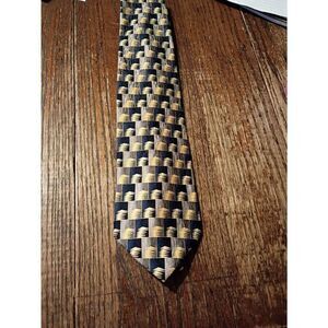 Keith Daniels Handmade Blue Silver Gold 100 Silk Necktie Tie Office Church Party